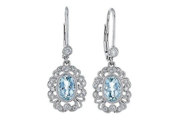 A275-19684: EARRING .75 TW AQUA .92 TGW (7x5MM AQUA)