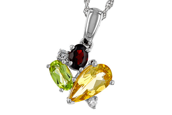 B275-21484: NECKLACE .79 SEMI PREC (CIT,PER,GAR) .82 TGW