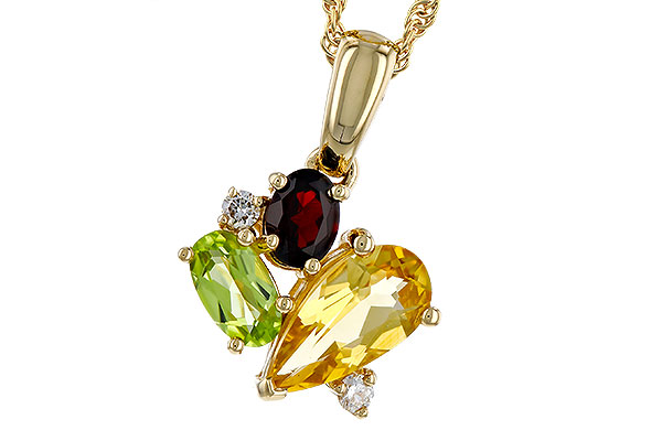 B275-21484: NECKLACE .79 SEMI PREC (CIT,PER,GAR) .82 TGW