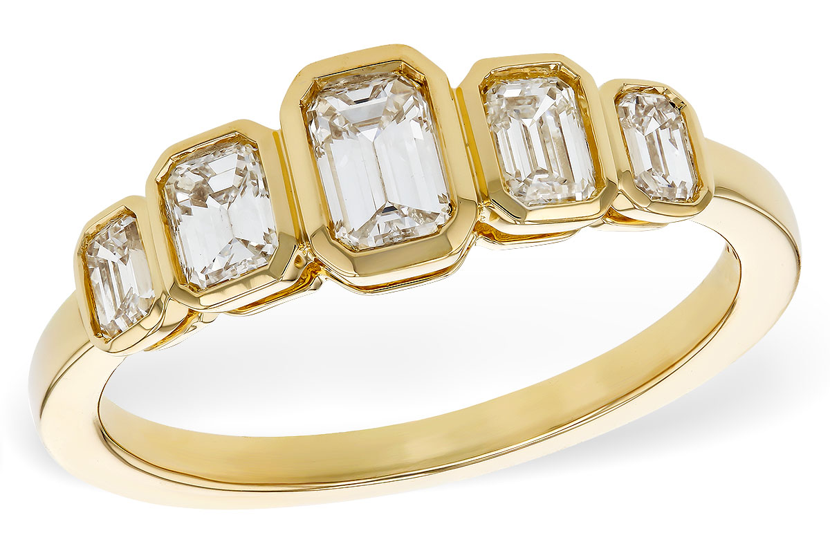 B275-26966: LDS DIA WED RG .90 TW EMERALD CUTS