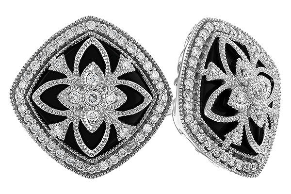 C274-34257: DIA & ONYX EARRINGS .38 TW