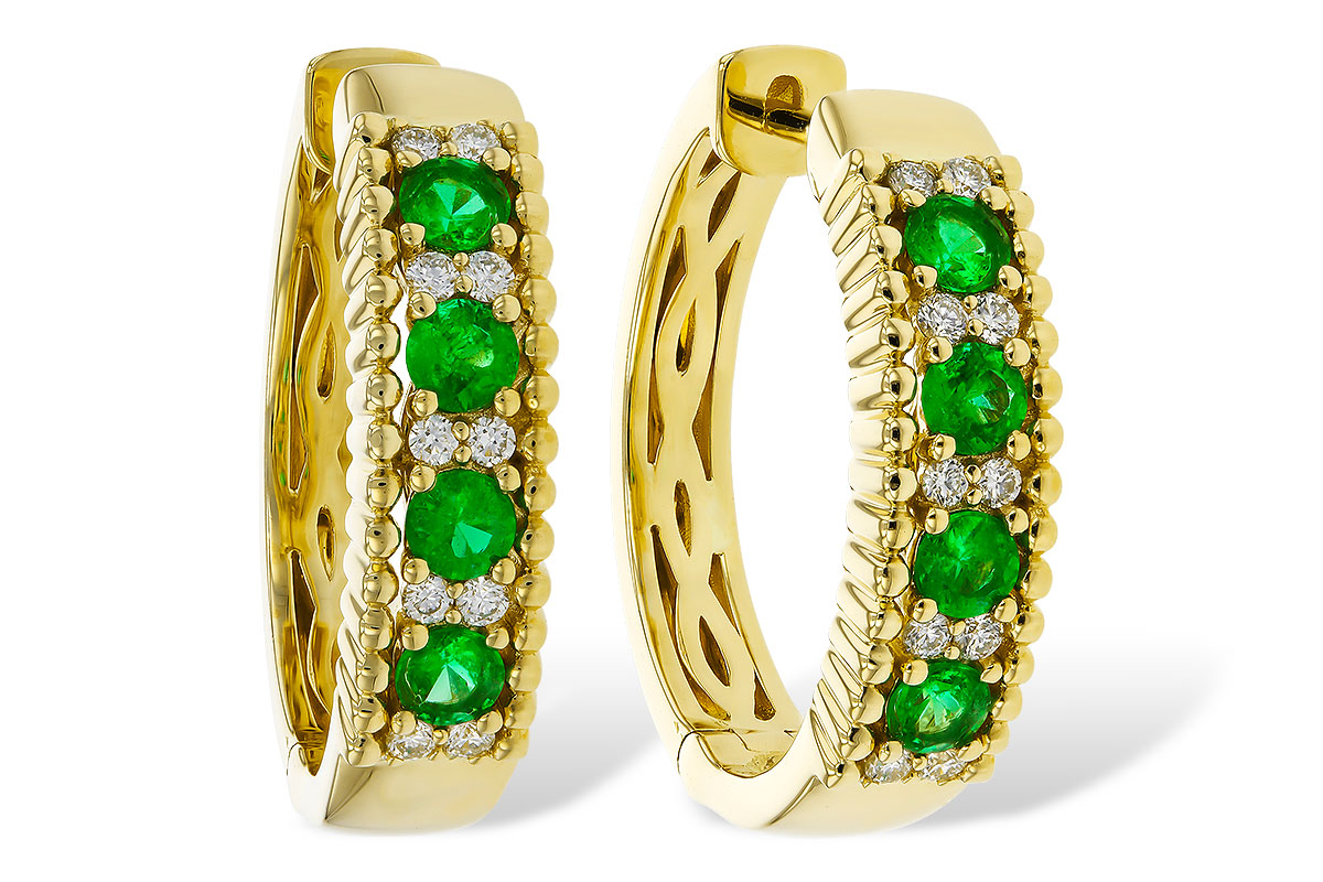 C275-26993: EARRINGS .33 TW EMERALD .45 TGW