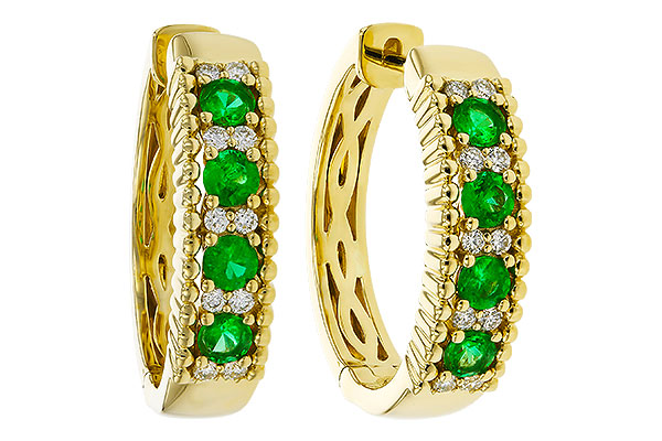 C275-26993: EARRINGS .33 TW EMERALD .45 TGW