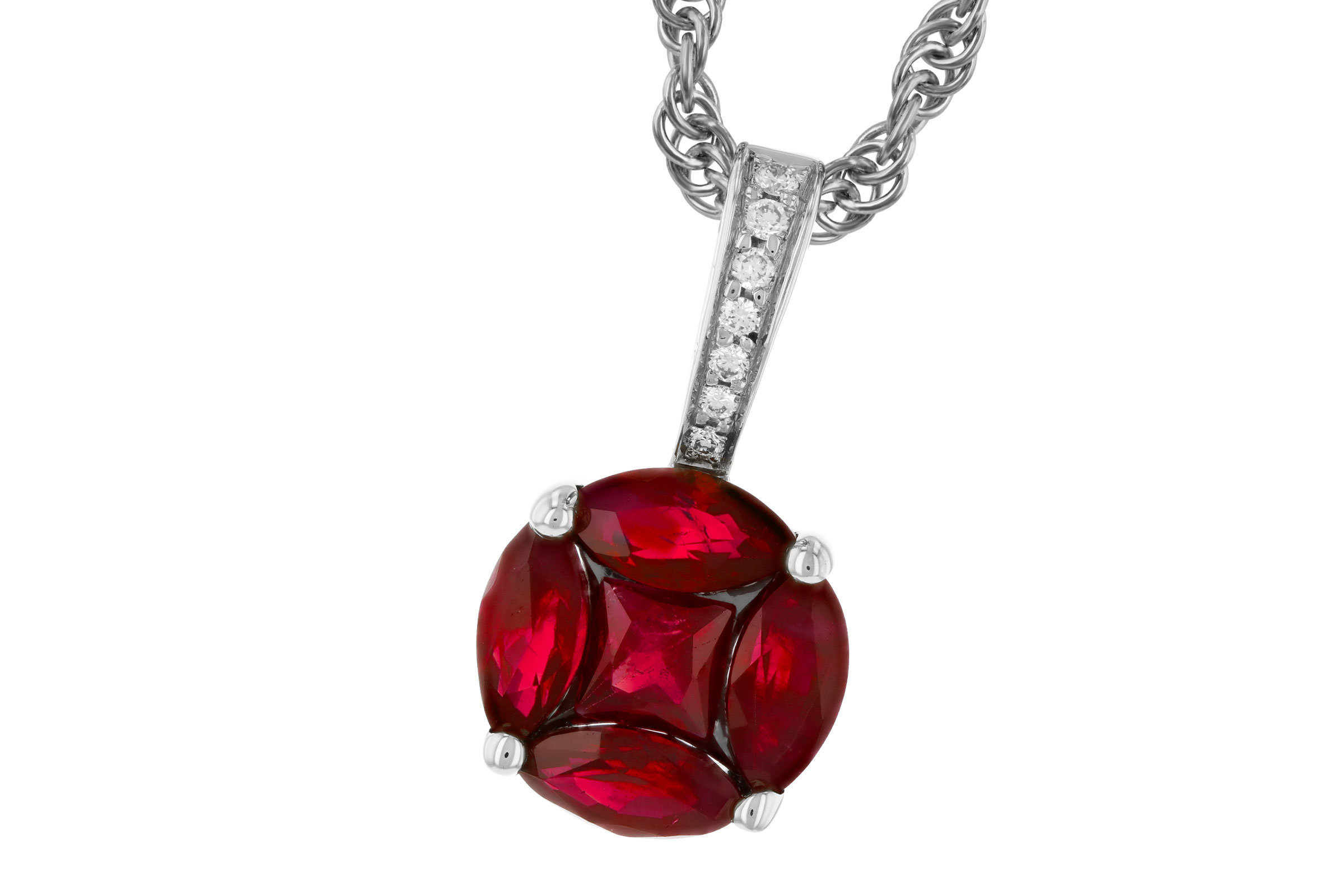 C276-09711: NECKLACE .80 RUBY .82 TW