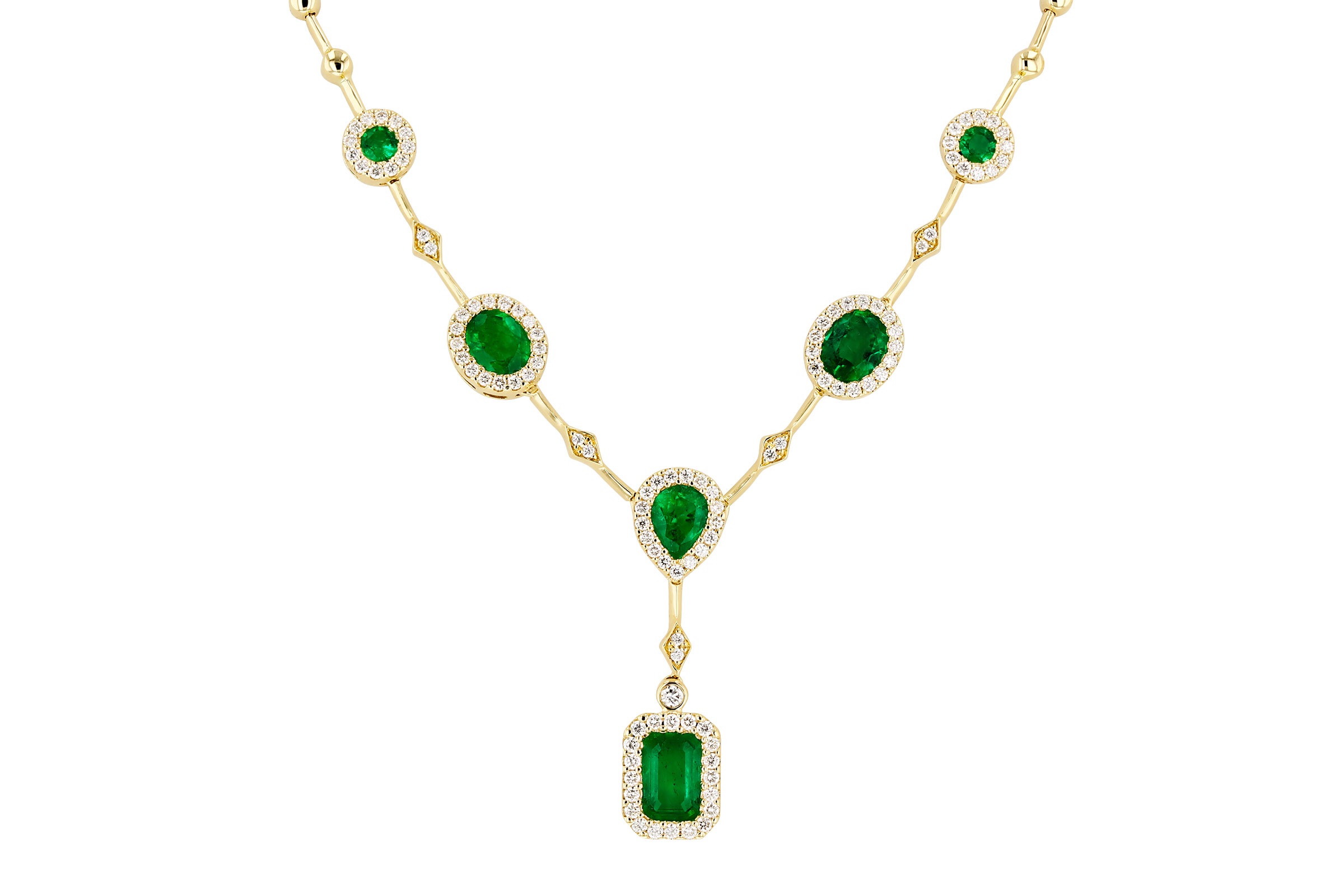 C276-11457: NECKLACE 1.66 TW EMERALD 2.08 TGW (17")