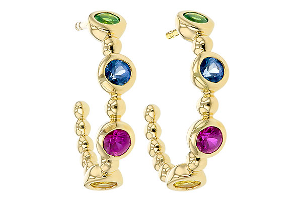 D276-09638: EARR .68 TW MULTI-COLOR SAPPH & GREEN GARNET