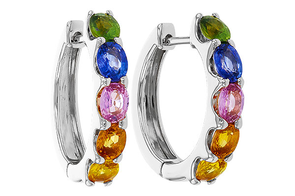 E275-21475: EARRINGS 2.20 TW MULTI-COLOR SAPPHIRE