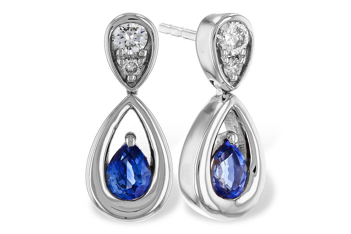 E275-21493: EARRINGS .42 SAPPHIRE .54 TGW (4x3 SAPP)