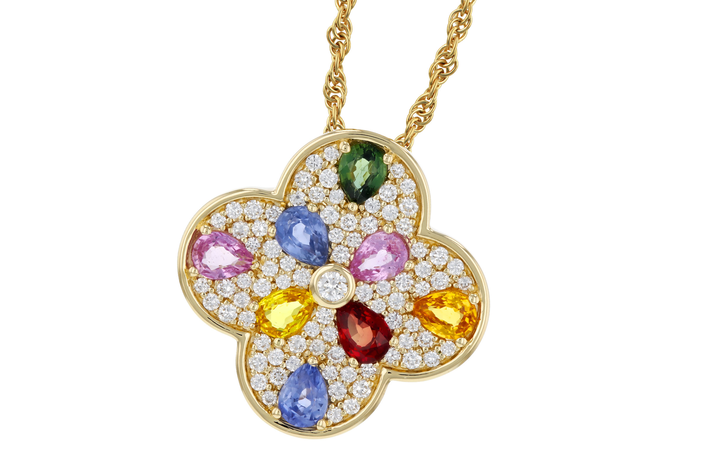 E276-12402: NECKLACE 1.40 MULTI-COLOR SAPPH 1.82 TGW