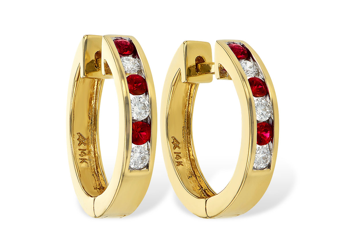 F001-57820: EARRINGS .29 RUBY .50 TGW