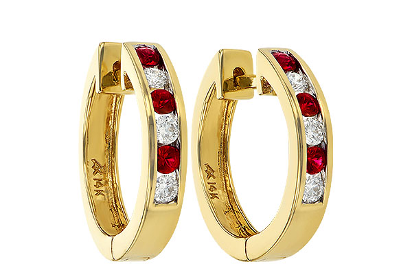 F001-57820: EARRINGS .29 RUBY .50 TGW