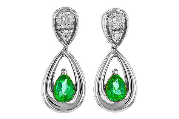 F275-22411: EARRINGS .20 EMERALD .32 TGW (4x3 EMER)