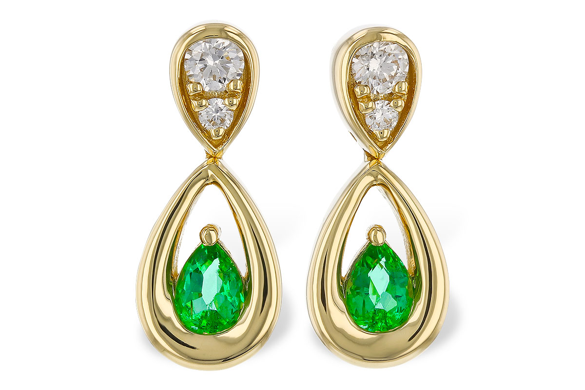 F275-22411: EARRINGS .20 EMERALD .32 TGW (4x3 EMER)
