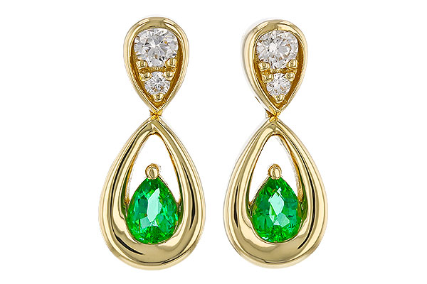 F275-22411: EARRINGS .20 EMERALD .32 TGW (4x3 EMER)