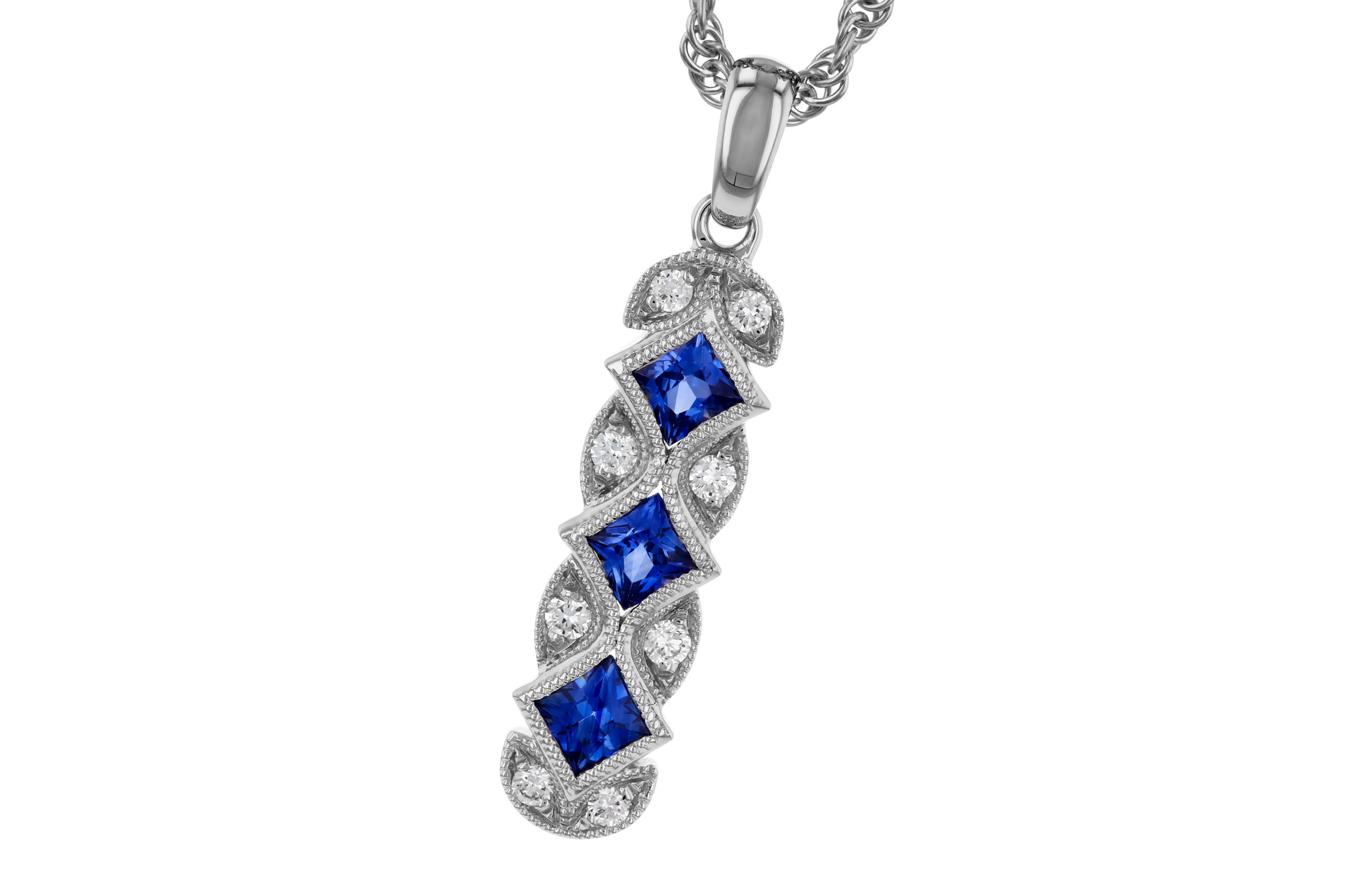 F276-11456: NECKLACE .55 TW SAPPHIRE .64 TGW