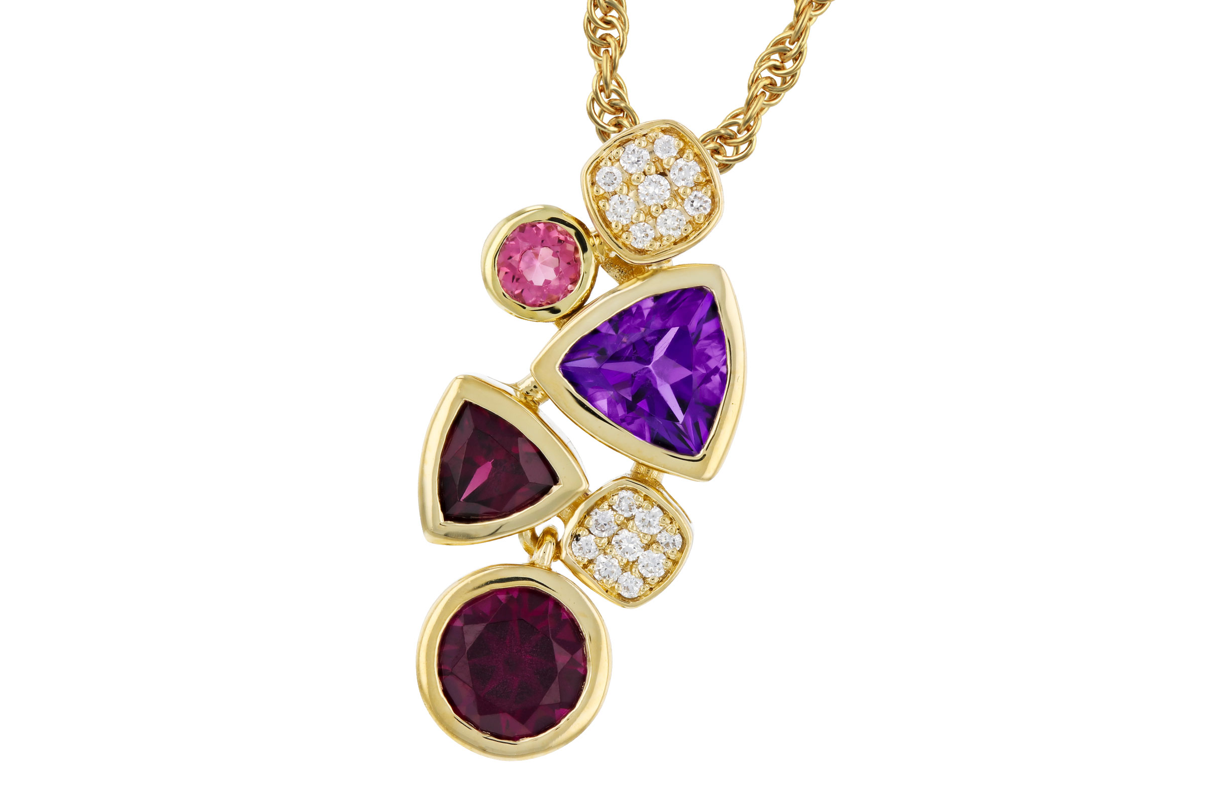 F276-11520: NECKLACE 1.34 SEMI-PREC (AM,RHO,PT) 1.40 TGW