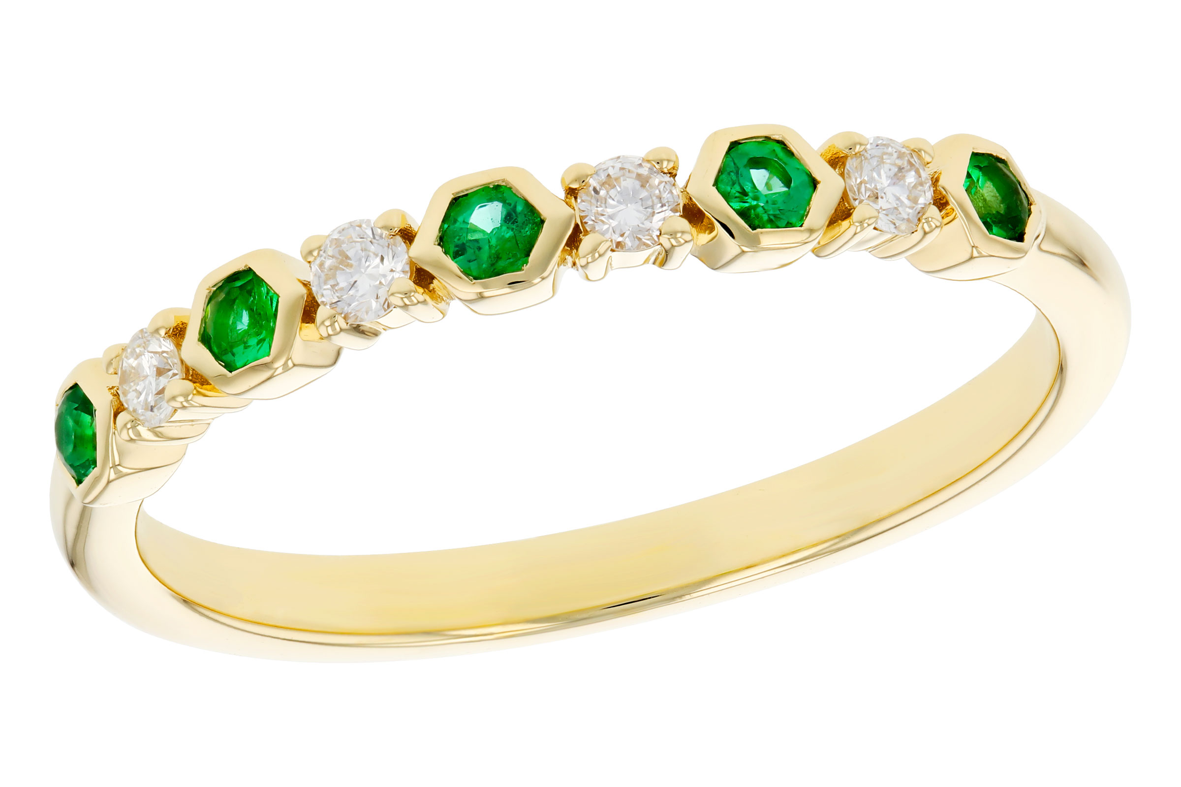 F276-12393: LDS WED RG .10 TW EMERALD .20 TGW