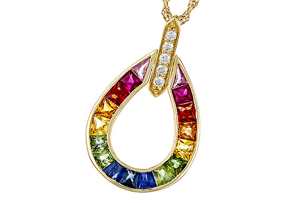 H275-21483: NECKLACE 1.10 MULTI-COLOR SAPPH 1.15 TGW