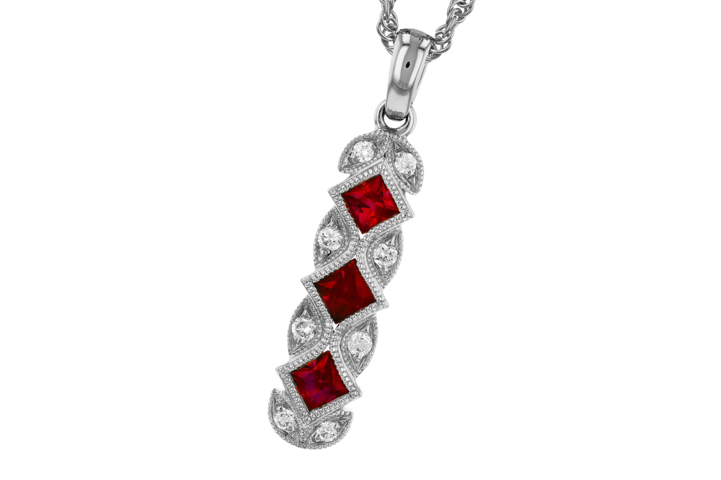 H276-10583: NECKLACE .55 TW RUBY .64 TGW