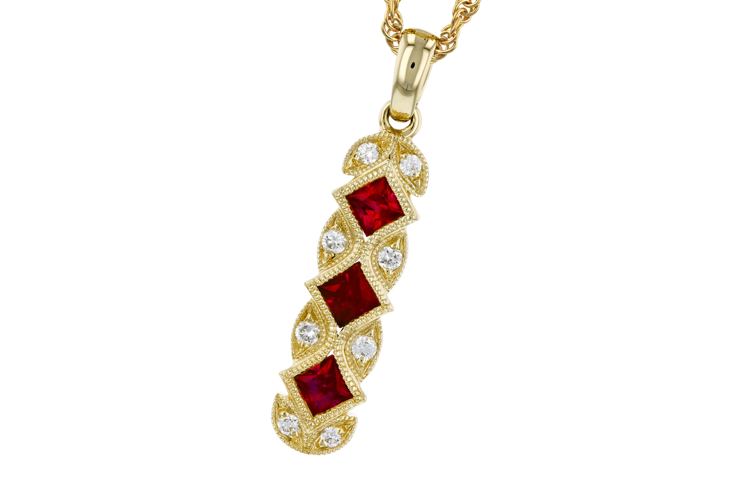 H276-10583: NECKLACE .55 TW RUBY .64 TGW