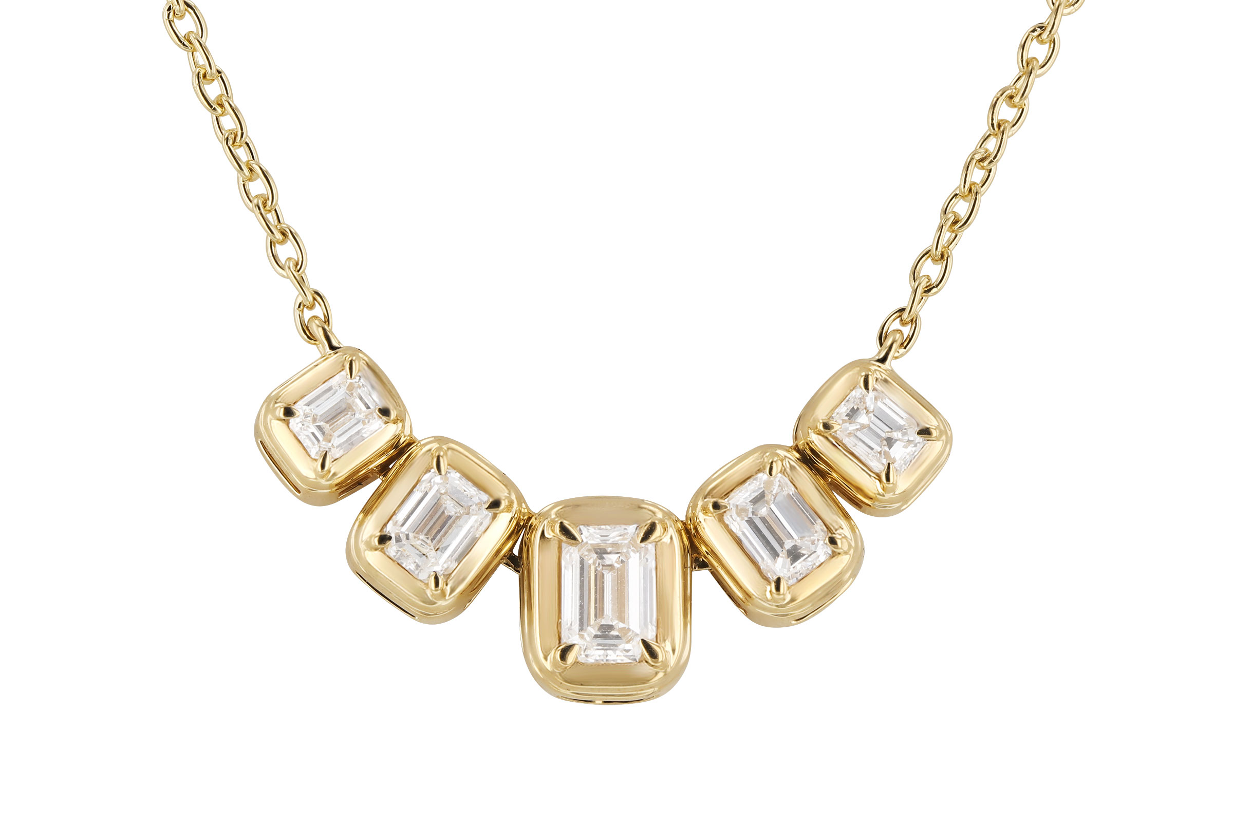 H276-12374: NECKLACE .87 TW EMERALD CUT DIA (18")