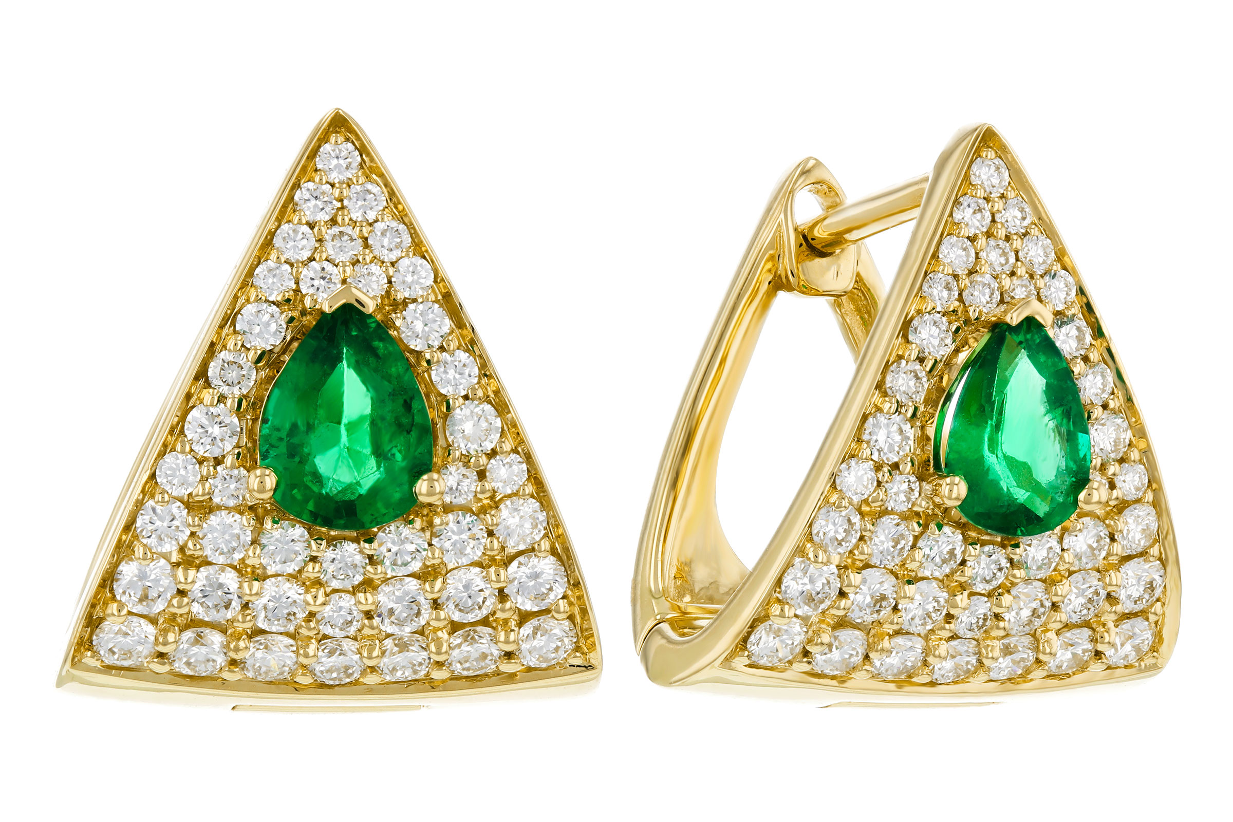 K276-11538: EARRINGS .45 TW EMERALD 1.00 TGW (5x4MM EM)