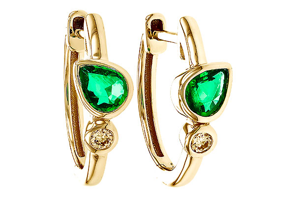 L275-23356: EARRINGS .38 TW EMERALD .44 TGW