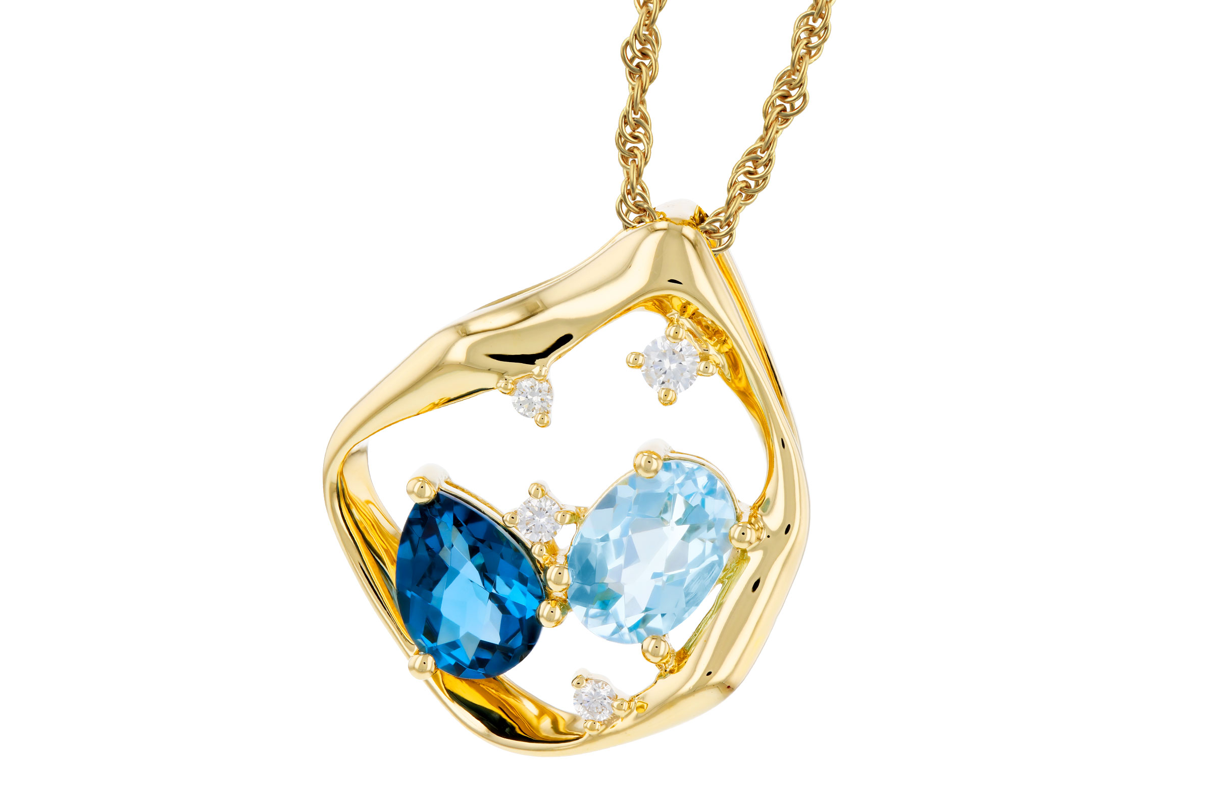 L276-12374: NECKLACE 1.60 TW BLUE TOPAZ 1.67 TGW (7x5MM BT)