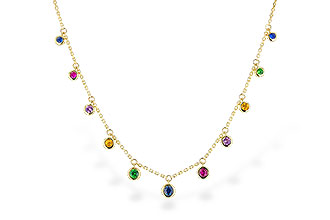 M274-34210: NECK .90 TW MULTI-COLOR SAPPH & GREEN GARNET (18")