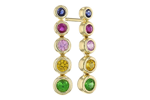 M274-36083: EARR .60 TW MULTI-COLOR SAPPH & GREEN GARNET