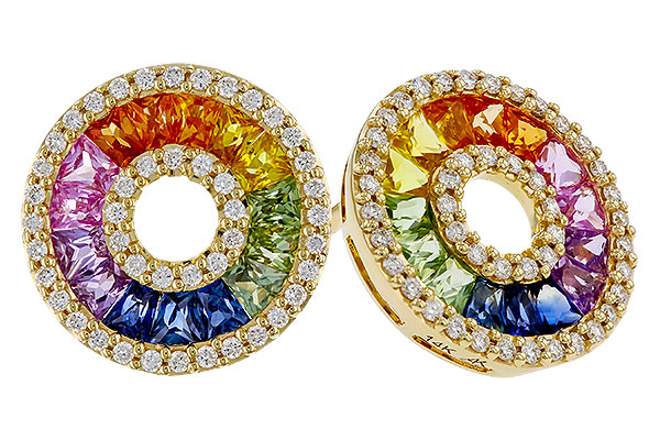 M275-21483: EARRINGS 2.10 MULTI-COLOR SAPP 2.37 TGW