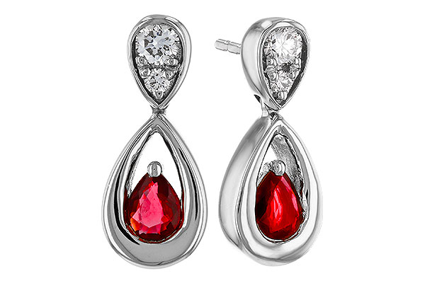 M275-21492: EARRINGS .40 RUBY .52 TGW (4x3 RUBY)