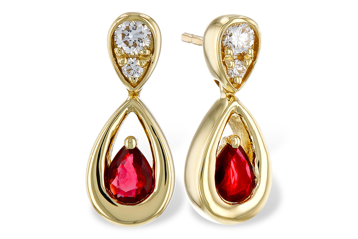 M275-21492: EARRINGS .40 RUBY .52 TGW (4x3 RUBY)
