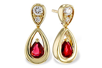 M275-21492: EARRINGS .40 RUBY .52 TGW (4x3 RUBY)