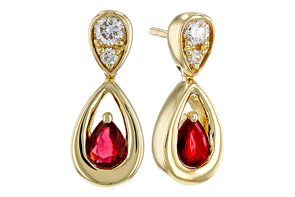 M275-21492: EARRINGS .40 RUBY .52 TGW (4x3 RUBY)